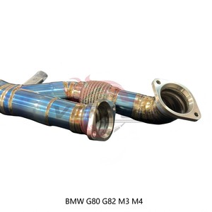 Échappement arrière Vortex Blue Titanium à longueur égale pour BMW G80 G82 M3 M4 S58 avec système Valvetronic et embouts quadruples bleus brûlés - Product Image 5
