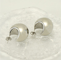 Boucles d'oreilles créoles bombées en forme de croissant, en acier inoxydable 304 couleur acier et plaqué or 18 carats sous vide, créoles C arrondies de 23 mm, bijoux pour femmes
