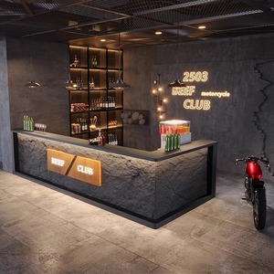 Bancone in MDF Stile Industriale Retrò per Bar Palestra Ristorante <span class=keywords><strong>Hotel</strong></span> Centro Commerciale <span class=keywords><strong>Reception</strong></span> Cassa Griglia Hot Pot - Product Image 4