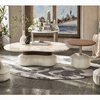 Table basse en bois style nuage moderne pour salon, couleur crème, convertible et durable