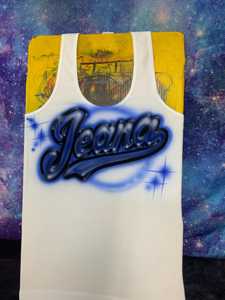 Débardeur OEM ODM Airbrush style été, motif néon '<span class=keywords><strong>Name</strong></span>' années <span class=keywords><strong>90</strong></span>, design 'freaknik' peint à l'aérographe pour la plage - Product Image 5