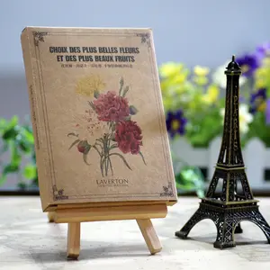 手描き植物イラストマップノスタルジックレトロクラフト紙アートポストカードカード24枚/セット