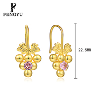 18K Gouden Druivencluster Oorbellen met Roze Zirkoon 925 Sterling Zilver Fruit Oorbellen Dames Op Maat Fijne Sieraden Groothandel