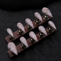 Ongles Ombrés Gothiques Rouge et Noir au Design Exclusif, Faux Ongles Stiletto Aiguisés Effet Griffe de Dragon, Faits Main et Réutilisables