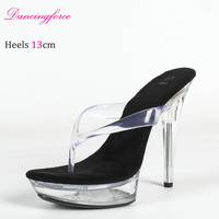 Sandales à talons hauts sexy de 13 cm, plateforme, talon transparent en cristal, chaussures de mariage, chaussures de soirée, chaussures de banquet
