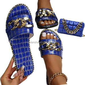 Sandalias de Verano MD-189 con Hebilla Metálica, Diseño de Piel de Serpiente, PU, Planas, para Mujer, con Bolsos a Juego - Product Image 3