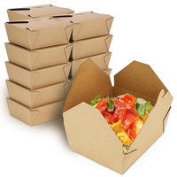 Boîte à lunch pliable en carton 1000 ml, compatible micro-ondes, portable, anti-fuite, pour sandwichs en forme de burger, à emporter individuellement en kraft