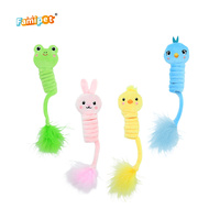 Jouet pour chaton en peluche douce et froissée, avec herbe à chat, motif animaux colorés sur le thème du printemps, amusant et personnalisé, fabriqué par Famipet
