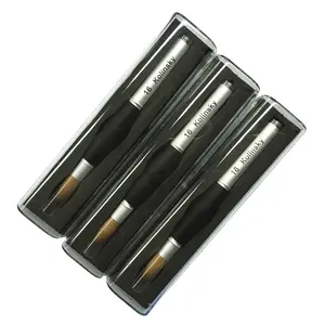 Di alta qualità 100% kolinsky pennello acrilico di colore nero con manico in metallo e argento puntale