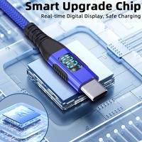 Kabel USB-C Pengisian Daya Ultra Cepat YouLong 100W 20V5A Tembaga Berlapis Timah IP67 PVC Tahan Lama 26 AWG Nilon Biru Transfer Data Kecepatan Tinggi