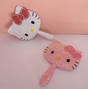 Cartone animato adorabile Bling ciao Kt <span class=keywords><strong>specchio</strong></span> diamante per il trucco da te Girly principessa gattino <span class=keywords><strong>specchio</strong></span> Espejo De Maquillaje <span class=keywords><strong>plastica</strong></span> - Product Image 2