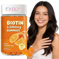 Bonbons gélifiés véganes en gros au collagène et à la biotine pour la santé des cheveux, de la peau et des ongles, 60 unités