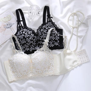 Nouvelle beauté dos <span class=keywords><strong>Push</strong></span> up sans fil Lingerie Sexy Daisy broderie soutien-gorge ensemble pour femmes - Product Image 4