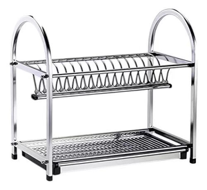 Escurridor de Platos de Acero Inoxidable de 2 Niveles con Bandeja de Goteo Extraíble |   Perfecto para guardar platos, tazones, vasos, tazas y más - Product Image 1