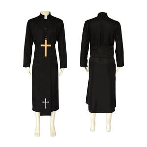 Disfraz de Sacerdote para Hombre, Traje de Fiesta de Halloween, Vestimenta Tradicional con Túnica, Cuello, Banda, Negro, Disfraz de <span class=keywords><strong>la</strong></span> Virgen María, <span class=keywords><strong>Película</strong></span> <span class=keywords><strong>La</strong></span> <span class=keywords><strong>Monja</strong></span> - Product Image 2
