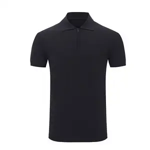 Casual Zipper Design Custom Embroidery High Quality Knit Polo Shirt For Men