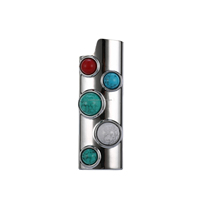 Étui de luxe personnalisé pour briquet, orné de strass et de pierres précieuses, en métal, avec support maxi pour briquet