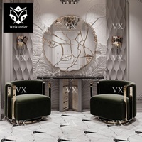 Console de table moderne de luxe en argent comptoir en marbre épais pour la maison hôtel salon décoratif meubles de maison de qualité pour l'entrée
