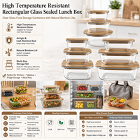 Boîte à lunch en verre borosilicate OEM ODM, résistante aux hautes températures, récipient alimentaire rectangulaire, vente en gros directe d'usine