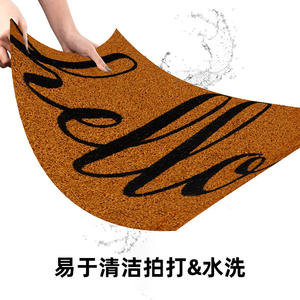 พรมเช็ดเท้ารูปสี่เหลี่ยมผืนผ้าลาย Hello Script กันลื่น ผลิตจาก PVC สำหรับทางเข้าบ้าน ใช้ในบ้าน ลวดลายแปลกใหม่ ทำความสะอาดง่าย - Product Image 5