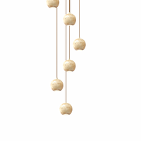 Nouveau lustre en marbre moderne pour villa duplex, lustre long pour escalier, lampe suspendue de luxe, design de salon, luminaires suspendus