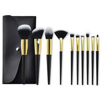 Vente en gros de maquillage personnalisé avec nom de marque imprimé, pinceaux de maquillage multicolores, cosmétiques, ensemble de 4 pièces, manche pour les revendeurs avec boîte de rangement