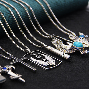 Collane Minimaliste in Acciaio al Titanio all'Ingrosso, Catene Lunghe Stile Hip Hop Punk, Ciondoli in Lega, Gioielli per Uomini e Donne - Product Image 1