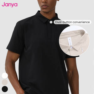 Janya мужская повседневная пуговица Деловая и спортивная футболка UPF50 + быстросохнущая дышащая рубашка-поло для гольфа с коротким рукавом со скрытым карманом - Product Image 4