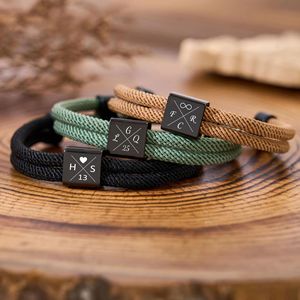 Bracelets personnalisés gravés avec le nom du couple, bracelets en corde tressée milanaise faits à la main, <span class=keywords><strong>bracelet</strong></span> tendance, <span class=keywords><strong>cadeau</strong></span> d'anniversaire - Product Image 2