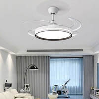 Ventilateur de plafond LED invisible de 42 pouces avec télécommande, lumière à couleur variable, design moderne, rétractable, 220V