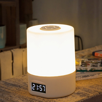 Lampe de chevet LED à commande tactile avec horloge, température de couleur réglable, rechargeable par USB