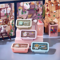 Boîte à bento mignonne en PP avec couvercle en PP pour le déjeuner scolaire des enfants et bouteille d'eau Conteneur de stockage de nourriture élégant pour les enfants