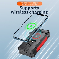 Haute 30000mAh Banque d'énergie solaire Station d'alimentation étanche Charge rapide Câbles intégrés pour téléphones portables Chargeur solaire Powerbank