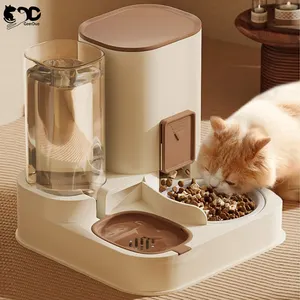 GeerDuo 2 in 1 휴대용 간편한 청소 가능 플라스틱 2.3L 애완 동물 고양이 여행 물 공급 개 음식 먹이 그릇