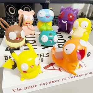 Wholesale Super Cute Pockmon Big-eyed Pikachu Figures for Desktop Ornaments Pockmon Anime Peripheral Toys