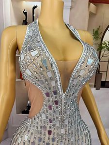 مثير حجر الراين بريق عيد ميلاد فستان المسابقة ثوب الكرة للنساء فتحة عالية النادي مأدبة فستان طويل ملابس حفلة موسيقية فستان سهرة - Product Image 5