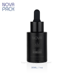 Flacon compte-gouttes en verre plat noir <span class=keywords><strong>mat</strong></span> de luxe de 1oz 20ml 30ml 40ml 50ml 60ml Flacon compte-gouttes de sérum d'huile essentielle à épaule plate - Product Image 2