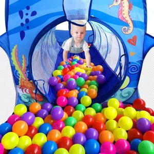 Tenda da Gioco Portatile 3 in 1 per Bambini con Tunnel, Piscina di Palline e Canestro da Basket, Casetta Pop-up per Interni ed Esterni, Regalo per Bambini (Palline non incluse) - Product Image 3