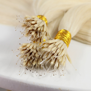Extensiones de Cabello Humano con <span class=keywords><strong>Punta</strong></span> Doble F de Fábrica Qingdao Haohao, Micro Link, <span class=keywords><strong>Punta</strong></span> Nano de Plástico Suave, Color Claro - Product Image 1