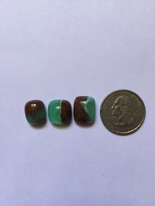 3 pièces de chrysoprase australienne naturelle bio, quartz facetté, cabochons, pierres précieuses à changement de couleur - Product Image 4