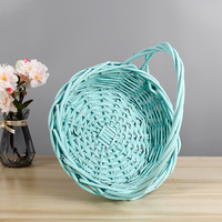 Panier de rangement en osier de saule, grand format, avec poignées, pour fleurs, fruits et décoration, couleurs bonbon, vente en gros, prix abordable, provenance Chine