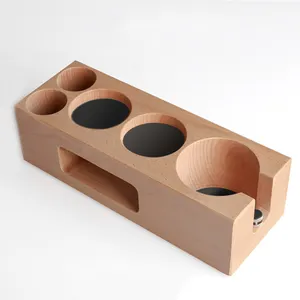 Factory Customize Wooden Coffee Tools Wooden Coffee Filter Tamping Rack Tamper Portafilter