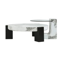 Table basse en marbre italien Atunus, salon, luxe léger, taille ronde, table basse combinée, ensemble de salon
