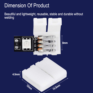 Conector <span class=keywords><strong>LED</strong></span> Inteligente Wintai-Tech de 4 Vías, Macho/Hembra, Cobre ABS, <span class=keywords><strong>8mm</strong></span>, 5A, 12V, para <span class=keywords><strong>Tira</strong></span> RGB - Product Image 3