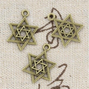 Dijes Estrella de <span class=keywords><strong>David</strong></span> Escudo 22x16mm Colgantes de color plata tibetana Joyería antigua Fabricación DIY Artesanía hecha a mano - Product Image 5