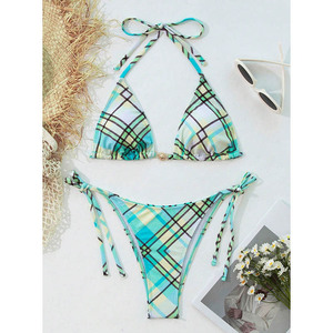 Conjunto de Bikini Sexy con Estampado Floral y Cordones, Traje de Baño Triangular con Logotipo Personalizado, Traje de Baño de Lujo para Mujer - Product Image 6