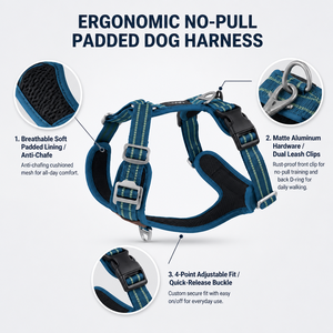 Tactical <b>Dog</b> <b>Harness</b> <b>No</b> <b>Pull</b> Adjustable Reflective Padded Nylon Pet <b>Harness</b> Metal Buckle Custom Logo for Small Large <b>Dogs</b> - Product Image 2