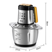 RAF R.3341 Pengolah Makanan 500W 10 in 1 5 L Mangkuk Kaca Mangkuk Stainless Steel 3 Kecepatan Multi Blade Chopper untuk Daging Sayuran Persiapan Makanan