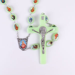 <span class=keywords><strong>Chapelet</strong></span> mural <span class=keywords><strong>lumineux</strong></span> avec images de saints religieux, perles, articles religieux catholiques chrétiens, grande décoration murale, Rosarios - Product Image 2