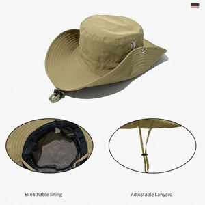 Sombrero de Pescador Plegable de Algodón de Calidad al por Mayor, Sombrero Boonie Liso de Ala Ancha con Cordón para Hombre, Patrón de Dibujos Animados Personalizado para Ciclismo - Product Image 3